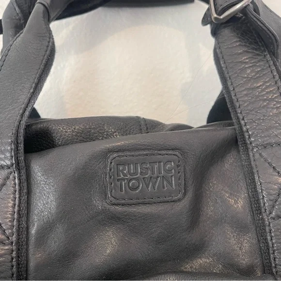 Rustic Town Black Leather Duffel Bag Casanova Travel - Picture 3 of 13